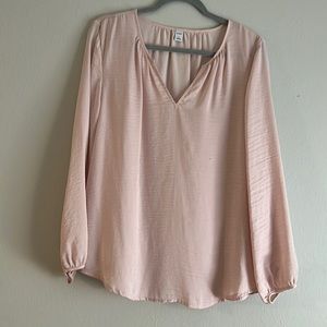 Light pink long sleeve sheer silky shirt